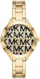 Michael Kors MK4659 Gold Tone Black Logo Accent 3 Hand Dial Stainless Steel Women's Watch, Gold, Gold