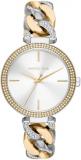 Michael Kors Mk4633 White Dial Two-Tone Stainless Steel Chain Watch Catelyn Three-Hand 38mm Ladies Watch, Silver, Silver, Modern