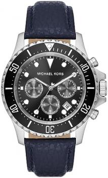 Michael Kors Watch for Men Everest Quartz/Chrono movement 45mm case size with a Leather strap MK9091