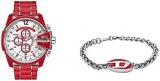 Diesel Men's Watch Mega Chief and Steel Bracelet - Chronograph Movement, Red Ena...