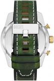 Diesel Gents 51.00mm Quartz Watch with Black Analogue dial and Green Leather Strap Strap DZ4588