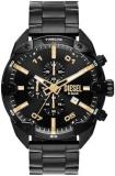 Diesel Watch for Men Sideshow, Quartz Two Hand Movement, 51MM Black Stainless St...