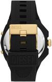 Diesel Watch for Men Flayed, Three Hand Movement, 47MM Black, Gold Stainless Steel case with a Stainless Steel Strap, DZ7471
