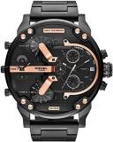 Diesel Watch for Men Mini Daddy, Three Hand Movement, 54mm Rose Gold Stainless Steel case with a Leather Strap, DZ7317