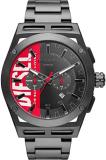 Diesel Watch for Men The Daddies Series, Multifunction Movement, 46 mm Black Stainless Steel case with a Leather Strap, DZ7257