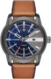 Diesel Watch for Men Armbar, Three Hand Date Movement, 45mm Gunmetal Stainless Steel case with a Leather Strap, DZ1784