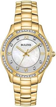 Bulova Classic Gold Tone Crystal Stainless Steel Womens Watch 98L256