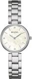 Bulova Ladies Women's Designer Diamond Watch Bracelet - Stainless Steel White Wrist Watch 96S159