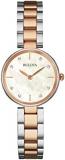 Bulova Ladies Women's Designer Diamond Watch Bracelet - Stainless Steel Rose Gold Wrist Watch 98S147
