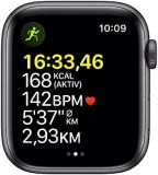 Apple Watch SE (GPS + Cellular, 44 mm) - Aluminium Case Space Grey, Sports Strap Midnight - Regular