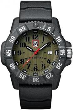 Luminox Carbon SEAL Men's Quartz watch with Green dial featuring LLT Luminox light Technology 46 millimeters Carbon Compound case and Grey Rubber Strap XS.3813