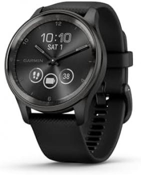Garmin vívomove Trend, Stylish Hybrid Smartwatch with Health and Fitness functions, Dynamic Watch Hands, Touchscreen Display and up to 5 days battery life, Black (Renewed)