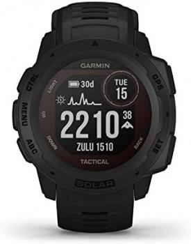 Garmin Instinct Solar Tactical, Solar-powered Rugged Outdoor Smartwatch with Tactical Features, Built-in Sports Apps and Health Monitoring, Black