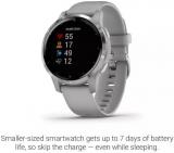 Garmin vivoactive 4S, Smaller-Sized GPS Smartwatch, Features Music, Body Energy Monitoring, Animated Workouts, Pulse Ox Sensors and More, Silver with Gray Band