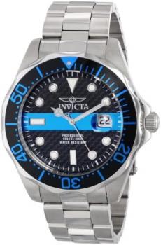 Invicta Men's Quartz Watch with Black Dial Analogue Display and Silver Stainless Steel Bracelet 14702