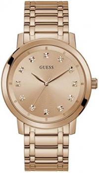 GUESS Men's Analog Watch with Diamond Markers Rose Gold Stainless Steel Bracelet (Model: GW0213G3), Rose Gold Tone