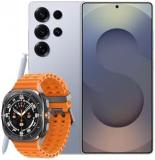 Samsung Galaxy S25 Ultra AI Smartphone, 12GB Memory, 1TB Storage, S Pen Included, Titanium Silverblue and Galaxy Watch Ultra Orange, 47mm, LTE (UK Version)