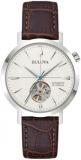 Bulova Men's Watch 96A318 Aerojet Automatic Collection 38 mm Steel Leather Brown, brown, Classic