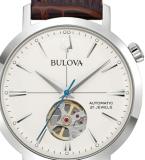 Bulova Men's Watch 96A318 Aerojet Automatic Collection 38 mm Steel Leather Brown, brown, Classic