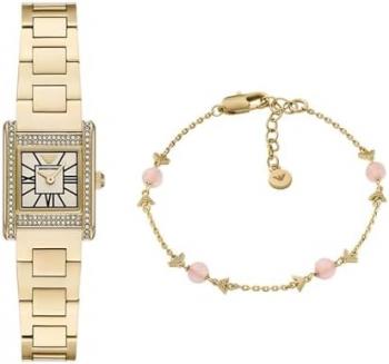 EMPORIO ARMANI Women's Gold-Tone Stainless Steel Watch and Bracelet Brass, Set