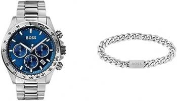 BOSS Watches and Jewelry Chronograph Watch and Stainless Steel Bracelet for Men