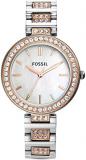 Fossil - Karli Analogue Quartz Watch with Silver & Rose Gold Stainless Steel Strap for Women BQ3337
