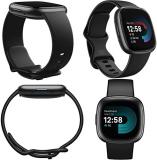 Fitbit Versa 4 Health and Fitness Smart Watch (Black/Graphite) with Built-in GPS, 6 Day Battery Life, S & L Bands, Bundle with 3.3foot Charge Cable, Wall Adapter, Screen Protectors & PremGear Cloth