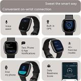 Fitbit Versa 4 Health and Fitness Smart Watch (Black/Graphite) with Built-in GPS, 6 Day Battery Life, S & L Bands, Bundle with 3.3foot Charge Cable, Wall Adapter, Screen Protectors & PremGear Cloth