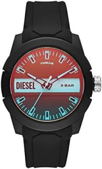 Diesel Men's Double Up Quartz Watch with Silicone Strap, Black, 24 (Model: DZ1982)