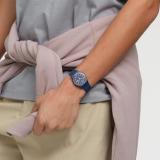 Swatch Unisex Casual Blue Watch Bio-sourced Material Quartz Trendy Lines at Night, Blue, Essentials