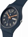 Swatch Unisex Casual Blue Watch Bio-sourced Material Quartz Trendy Lines at Night, Blue, Essentials