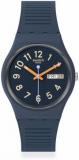 Swatch Unisex Casual Blue Watch Bio-sourced Material Quartz Trendy Lines at Night, Blue, Essentials
