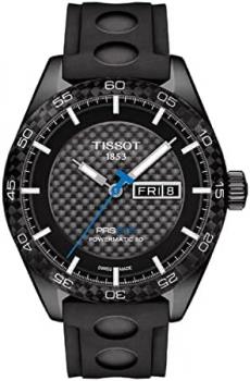 Tissot T1004303720100 Men's 42mm Black Rubber Band Steel Case Automatic Carbon Fiber Dial Watch