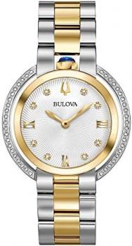Ladies' Bulova Rubaiyat Diamond Two-Tone Yellow Gold Tone and Stainless Steel Watch 98R246