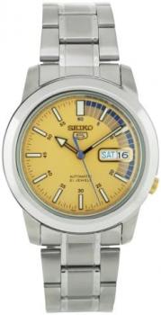 Seiko Men's SNKK29 Stainless Steel Analog with Gold Dial Watch