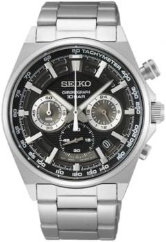 Seiko Men's Quartz Watch Stainless Steel with Leather Strap
