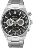 Seiko Men's Quartz Watch Stainless Steel with Leather Strap