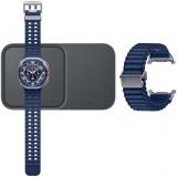 Samsung Galaxy Watch Ultra (2025), AI Smart Watch, Marine Band, Titanium Casing, Cushion Design, Quick Button, 47mm, LTE, Titanium Blue, 3 Year Samsung Extended Warranty (UK Version)