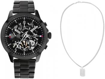 Tommy Hilfiger Analogue Multifunction Quartz Watch for Men with Black Stainless Steel Bracelet