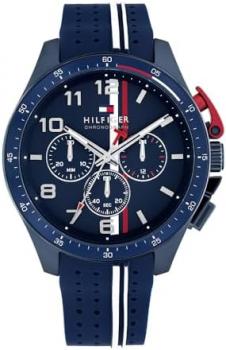 Tommy Hilfiger Chronograph Quartz Watch for Men with Silicone Bracelet