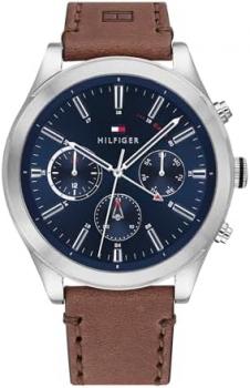Tommy Hilfiger Analogue Multifunction Quartz Watch for Men with Brown Leather Strap - 1791741