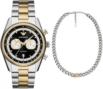 EMPORIO ARMANI Men's Two-Tone Stainless Steel Watch and Necklace, Set