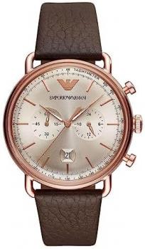 Emporio Armani Men's Analogue Quartz Watch with Leather Strap AR11106