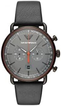 Emporio Armani Mens Chronograph Quartz Watch with Leather Strap AR11168
