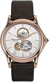 Emporio Armani Swiss Watch for Men, Automatic Movement, 42 mm Rose Gold Stainless Steel Case with a Alligator Strap, ARS3401