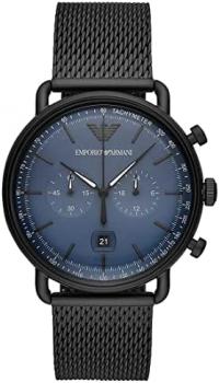 Emporio Armani Watch for Men, Quartz 2 sub dial Chronograph Movement and 43mm Case Size with Stainless Steel Strap