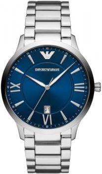 Emporio Armani Watch for Men, Quartz Three Hand Date Movement and 43mm Case Size with Stainless Steel Strap