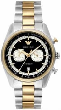 EMPORIO ARMANI Watch for Men, Quartz 2 sub dial Chronograph Movement and 42mm Case Size with Stainless Steel Strap