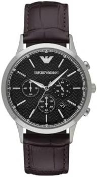 Emporio Armani Watch for Men, Quartz 3 sub dial Chronograph Movement and 43mm Case Size with Leather Strap