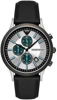 Emporio Armani Watch for Men, Chronograph Movement, 43 mm na Stainless Steel Case with a Pro-Planet Leather Strap, AR11473